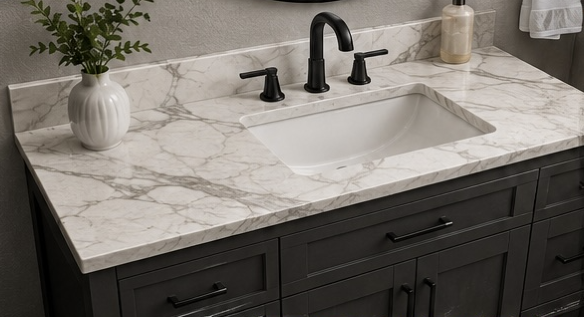 Finished marble bathroom vanity example